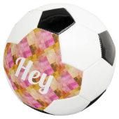 ピンクの水彩幾何学模様のサッカーボール サッカーボール (3/4)