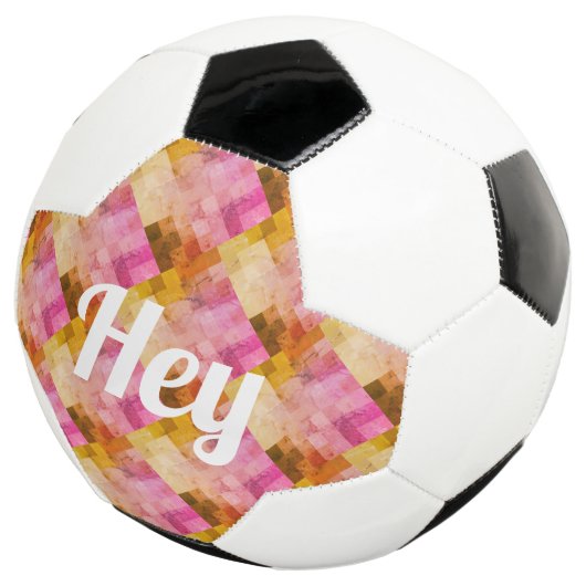 ピンクの水彩幾何学模様のサッカーボール サッカーボール (3/4)