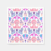 ピンクの水彩恐竜誕生日ベビーシャワー スタンダードカクテルナプキン (正面)