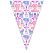 ピンクの水彩恐竜誕生日ベビーシャワー バンティングフラッグ (第1の旗)