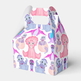 ピンクの水彩恐竜誕生日ベビーシャワー フェイバーボックス