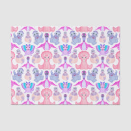 ピンクの水彩恐竜誕生日ベビーシャワー 薄葉紙