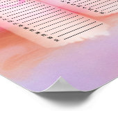 ピンクの水彩抽象カスタマイズ永年カレンダー ポスター (角)