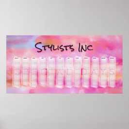 ピンクの水彩抽象カスタム永年カレンダー ポスター