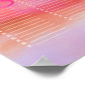 ピンクの水彩抽象カスタム永年カレンダー ポスター (角)