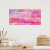 ピンクの水彩抽象カスタム永年カレンダー ポスター (キッチン)