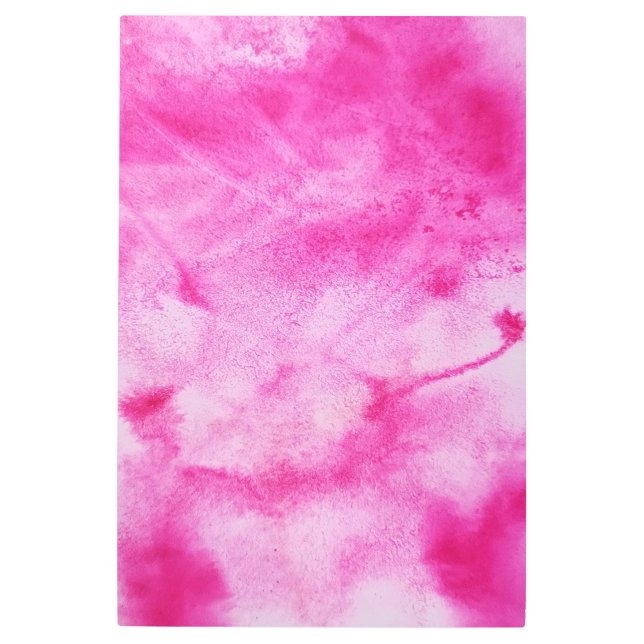 ピンクの水彩抽象芸術テクスチャメタル メタルプリント (正面)