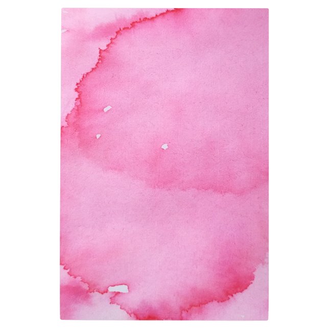 ピンクの水彩抽象芸術テクスチャメタル メタルプリント (正面)