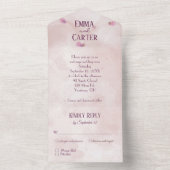 ピンクの水彩抽象 オールインワン招待状 (内側)