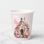 ピンクの水彩教会結婚教会 紙コップ (裏面)