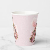 ピンクの水彩教会結婚教会 紙コップ (左)