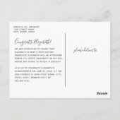 ピンクの水彩書道写真卒業 ポストカード (裏面)