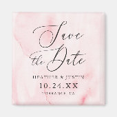 ピンクの水彩書道結婚式の日付を保存 マグネット