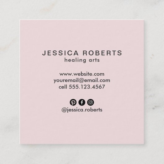 ピンクの水彩月面相 スクエア名刺 (裏面)