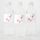 ピンクの水彩桜模様 ペットボトルラベル (ボトル)