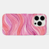 ピンクの水彩波パターン Case-Mate iPhoneケース (裏面 (横))