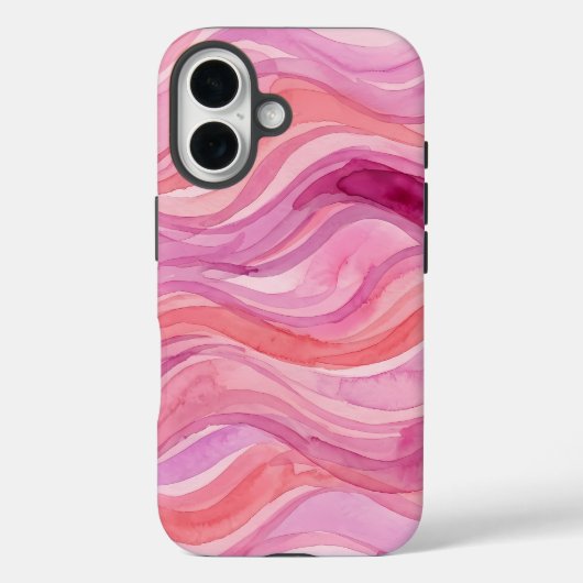 ピンクの水彩波パターン Case-Mate iPhoneケース (裏面)