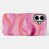 ピンクの水彩波パターン Case-Mate iPhoneケース (裏面 (横))