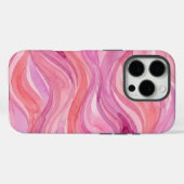 ピンクの水彩波パターン Case-Mate iPhoneケース (裏面 (横))