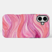 ピンクの水彩波パターン Case-Mate iPhoneケース (裏面 (横))