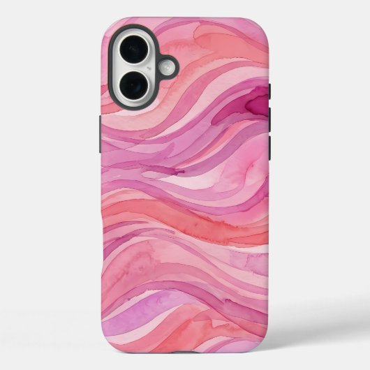 ピンクの水彩波パターン Case-Mate iPhoneケース (裏面)