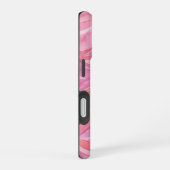 ピンクの水彩波パターン iPhone 16ケース (右側面)