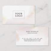 ピンクの水彩洗いロゴミニマル名刺 名刺 (正面/裏面)