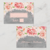 ピンクの水彩灰色の木の場所の設定カード プレイスカード (正面/裏面)