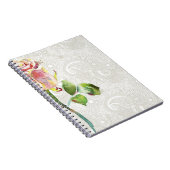 ピンクの水彩画が付いている華美な花パターンは上がりました ノートブック (右側)