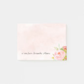 ピンクの水彩画によってはノートが開花します ポストイット (正面)