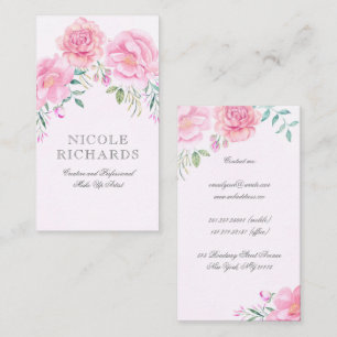 ピンクの水彩画によっては花束のエレガントな美しいが開花します 名刺