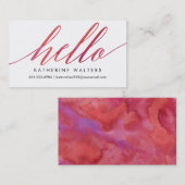 ピンクの水彩画のこんにちはモダンなテレホンカード コーリングカード (正面/裏面)