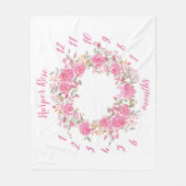 ピンクの水彩画のばら色の女の赤ちゃんのマイル標石毛布 フリースブランケット (正面)