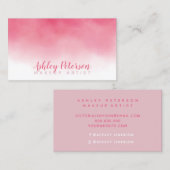 ピンクの水彩画のグラデーションな化粧のタイポグラフィ 名刺 (正面/裏面)