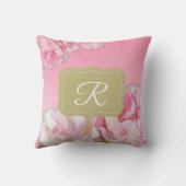 ピンクの水彩画のシャクヤク クッション (裏面)