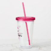 ピンクの水彩画のストライプなバチェロレッテのメイド・オブ・オーナー(花嫁付き添い人) アクリルタンブラー (左)