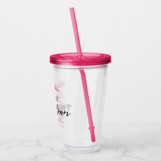 ピンクの水彩画のストライプなバチェロレッテのメイド・オブ・オーナー(花嫁付き添い人) アクリルタンブラー (左)
