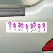 ピンクの水彩画のタツノオトシゴ バンパーステッカー (車上)