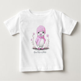 ピンクの水彩画のダックベイビーTシャツ ベビーTシャツ
