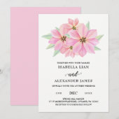 ピンクの水彩画のチューリップ ウェディング招待状 招待状 (正面/裏面)