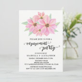 ピンクの水彩画のチューリップ　エンゲージメントパーティー招待状 招待状 (スタンド正面)