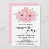 ピンクの水彩画のチューリップ　エンゲージメントパーティー招待状 招待状 (正面/裏面)