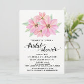 ピンクの水彩画のチューリップ ブライダルシャワーの招待状 招待状 (スタンド正面)