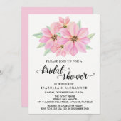 ピンクの水彩画のチューリップ ブライダルシャワーの招待状 招待状 (正面/裏面)