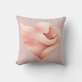 ピンクの水彩画のハート型のドーブのクッションカバー クッション (正面)