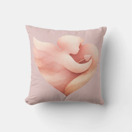 ピンクの水彩画のハート型ドーブのクッションカバー クッション