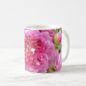 ピンクの水彩画のバラ コーヒーマグカップ (正面右)