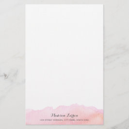 ピンクの水彩画のパーソナライズな文房具 便箋