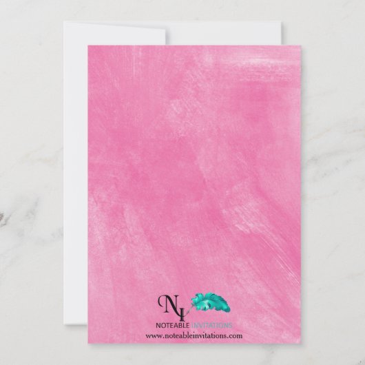ピンクの水彩画のベビーシャワーの招待状 招待状 (裏面)