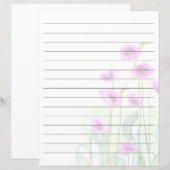 ピンクの水彩画のポピーが並ぶ (正面/裏面)